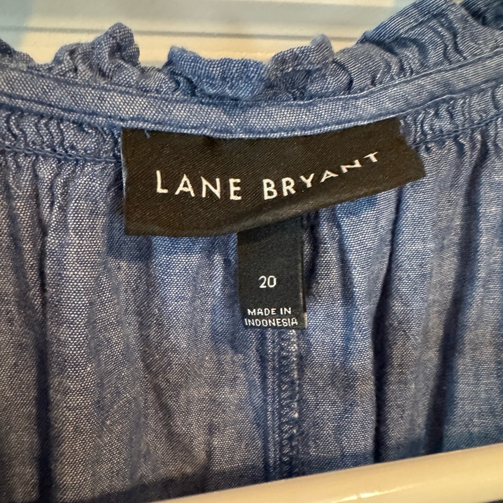 Lane Bryant Chambray Blue Blouse - Picture 3 of 5